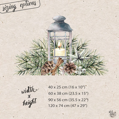 Christmas Pine Lantern Window Decal