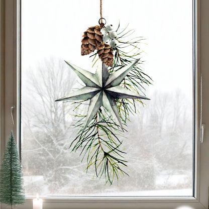 Christmas Pine & Star Window Decal