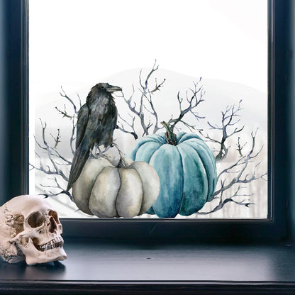Blue Pumpkin Crow Decal