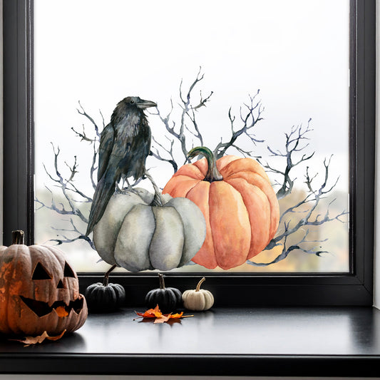 Orange Pumpkin Crow Decal