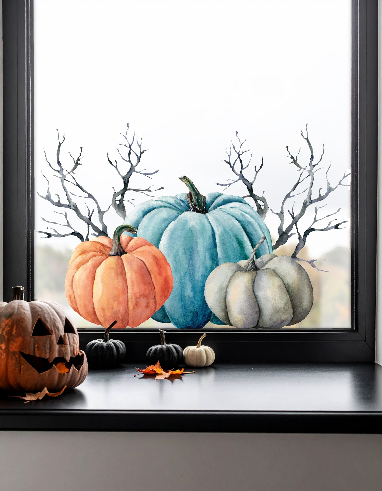 Pumpkin Twig Halloween Window Cling