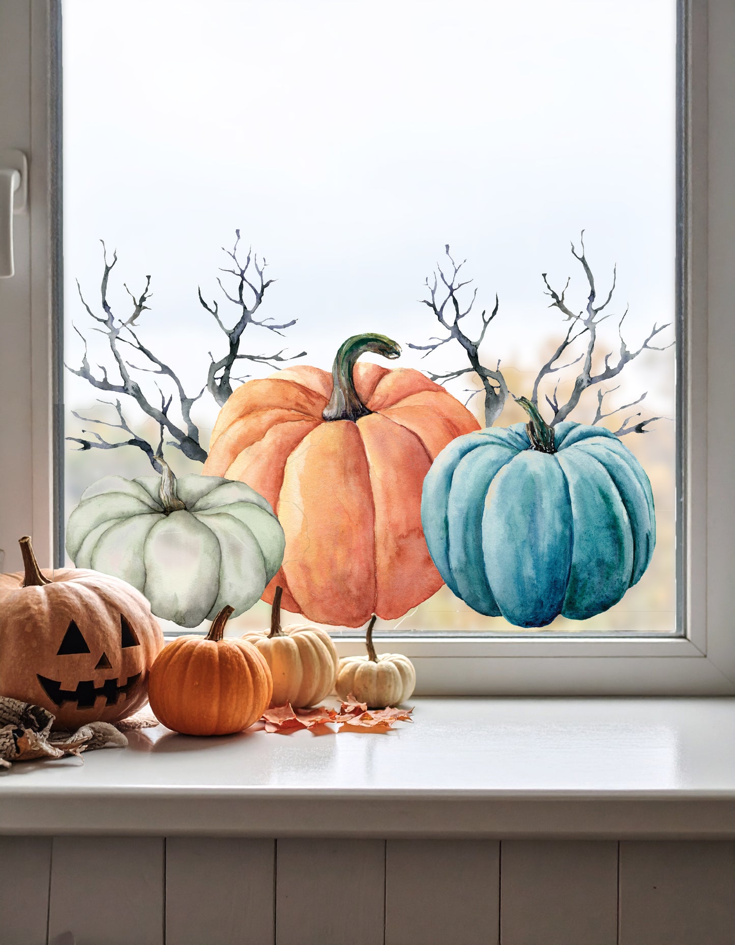 Pumpkin Twig Halloween Window Cling