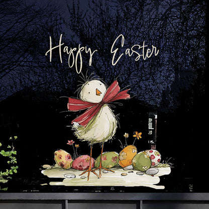 Quirky Easter Chick Border Window Decal