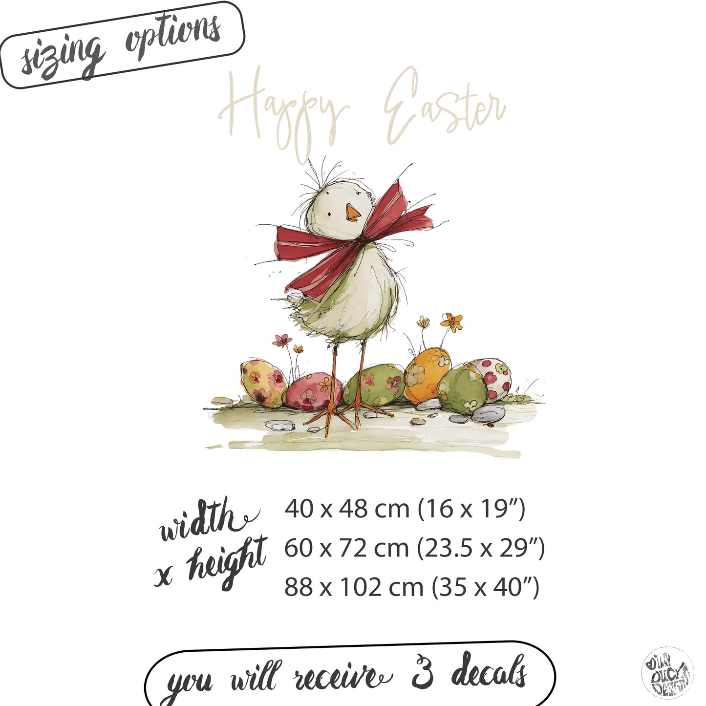 Quirky Easter Chick Border Window Decal
