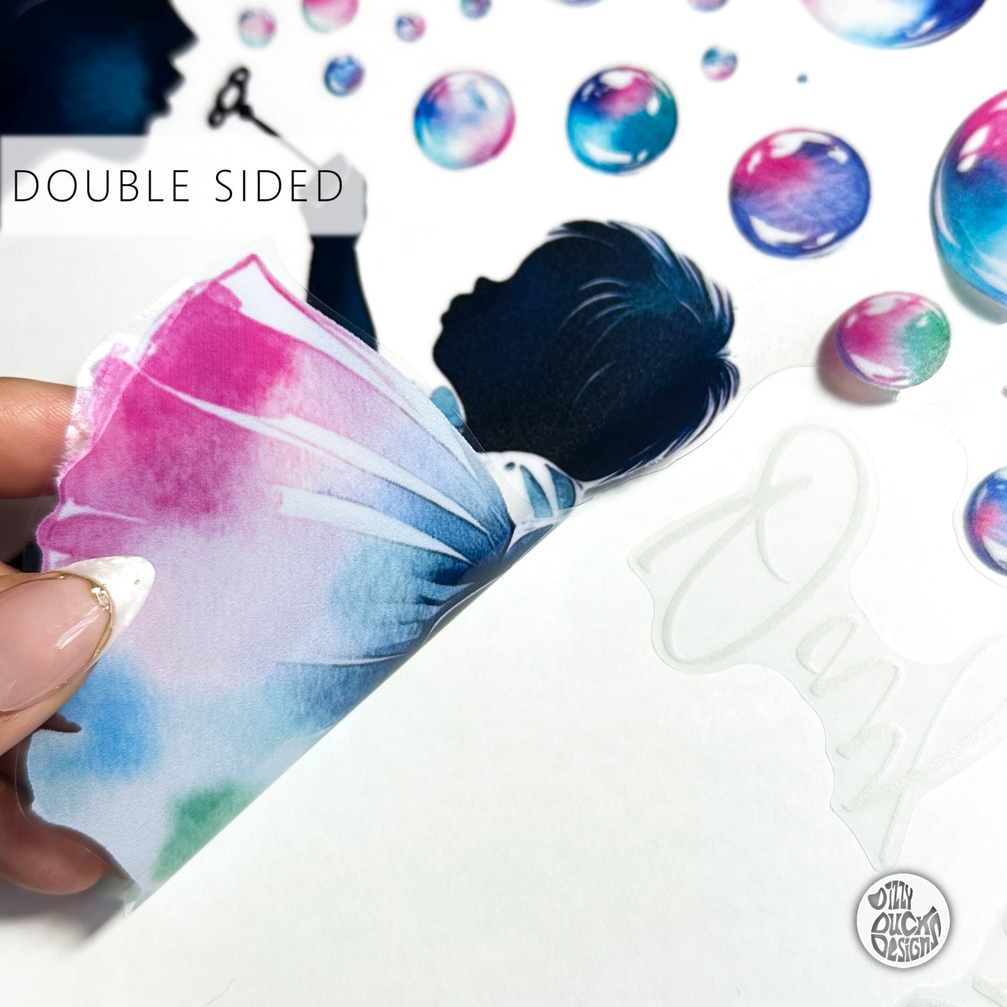 Mother & Child Blowing Bubbles Mother's Day Window Decal