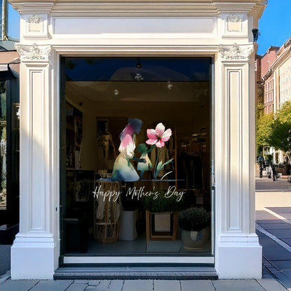 Kneeling Mother & Child with Flower Mother's Day Window Decal