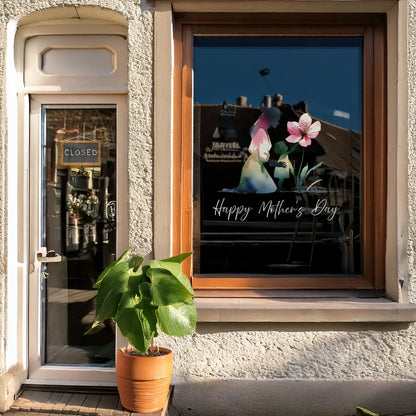 Kneeling Mother & Child with Flower Mother's Day Window Decal