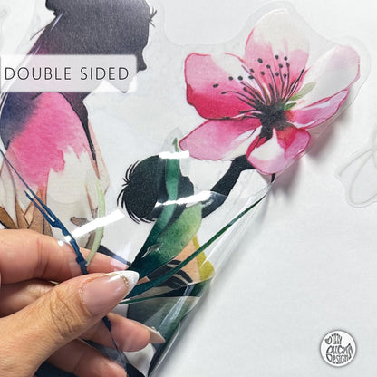 Kneeling Mother & Child with Flower Mother's Day Window Decal