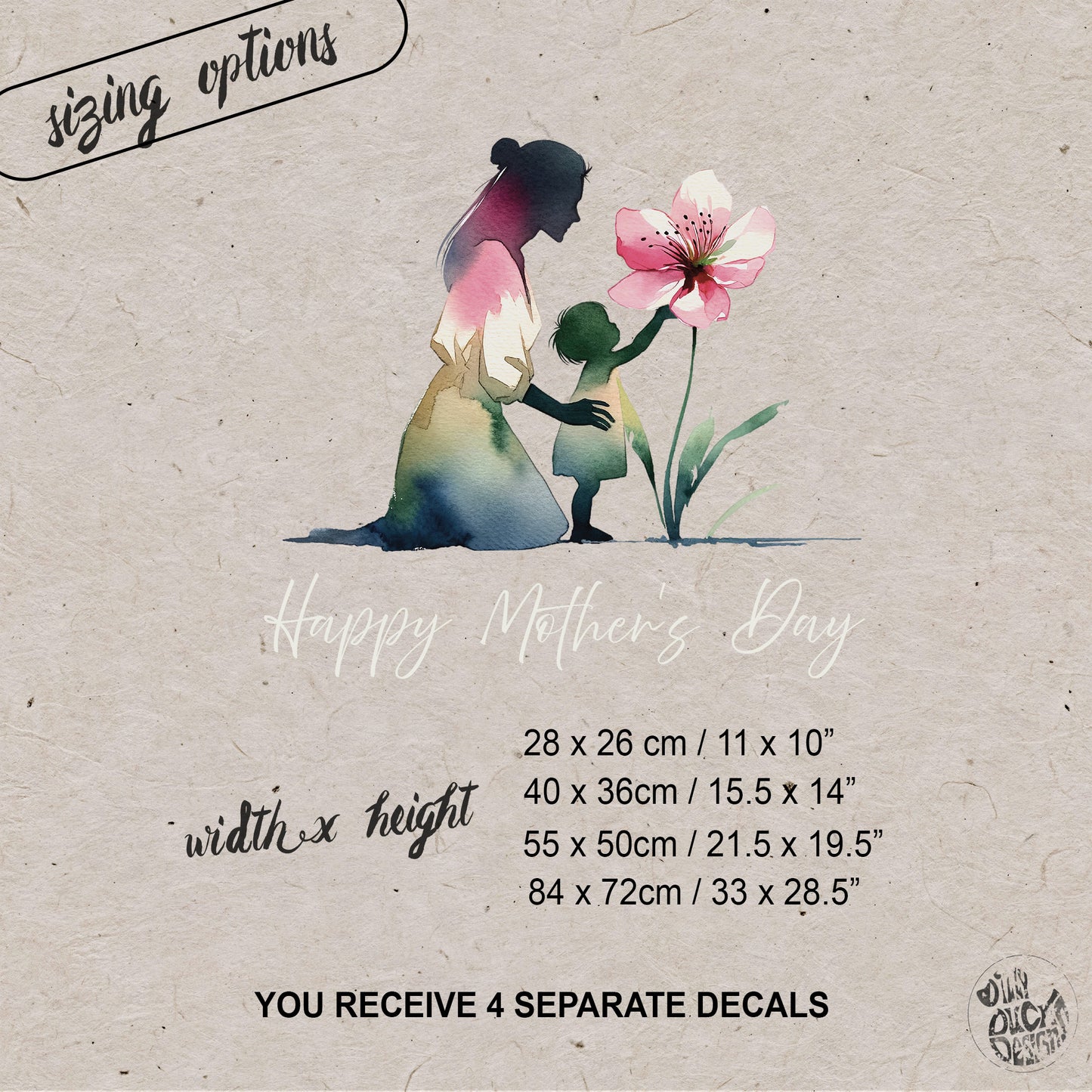 Kneeling Mother & Child with Flower Mother's Day Window Decal