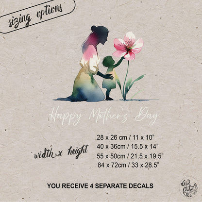 Kneeling Mother & Child with Flower Mother's Day Window Decal