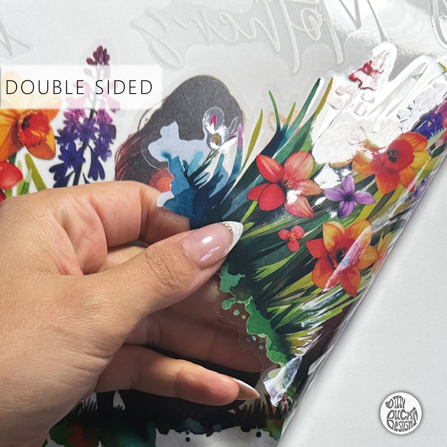 Mother & Child in Meadow Flowers Mother's Day Window Decal