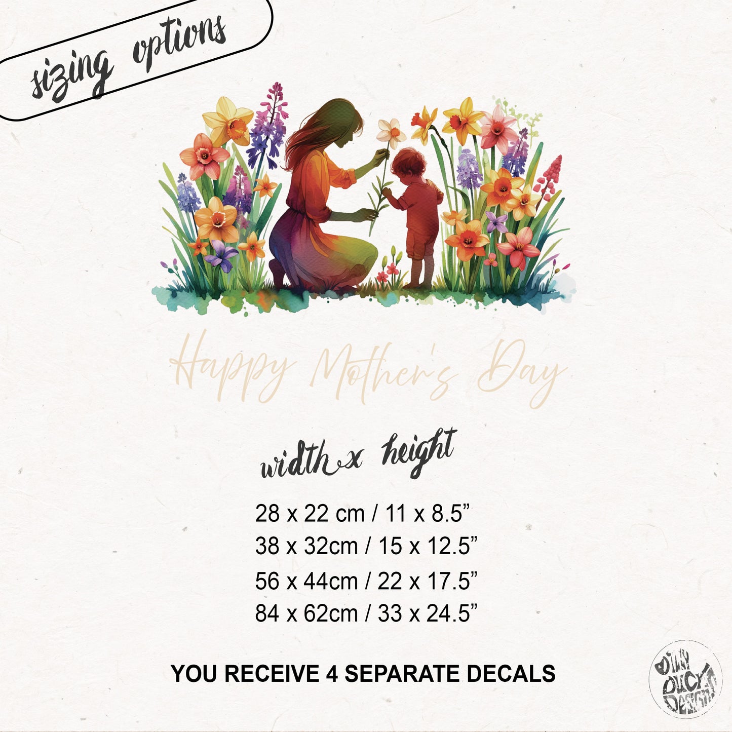 Mother & Child in Meadow Flowers Mother's Day Window Decal