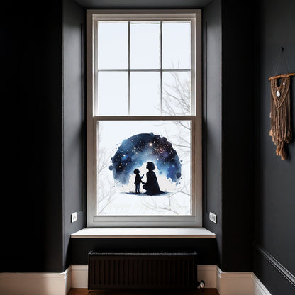 Mother & Child with Night Starry Sky Mother's Day Window Decal