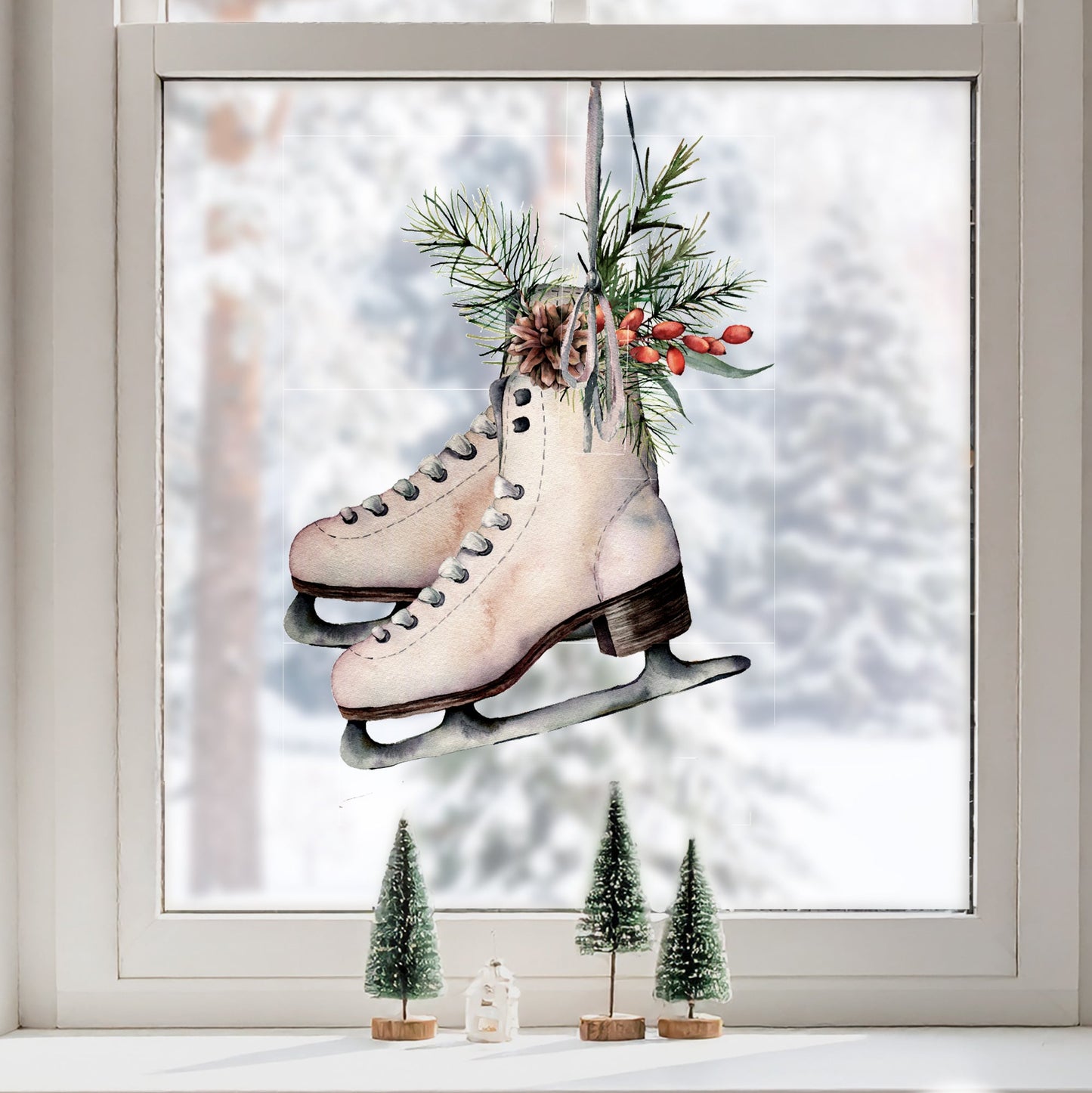 Christmas Skates Window Decal