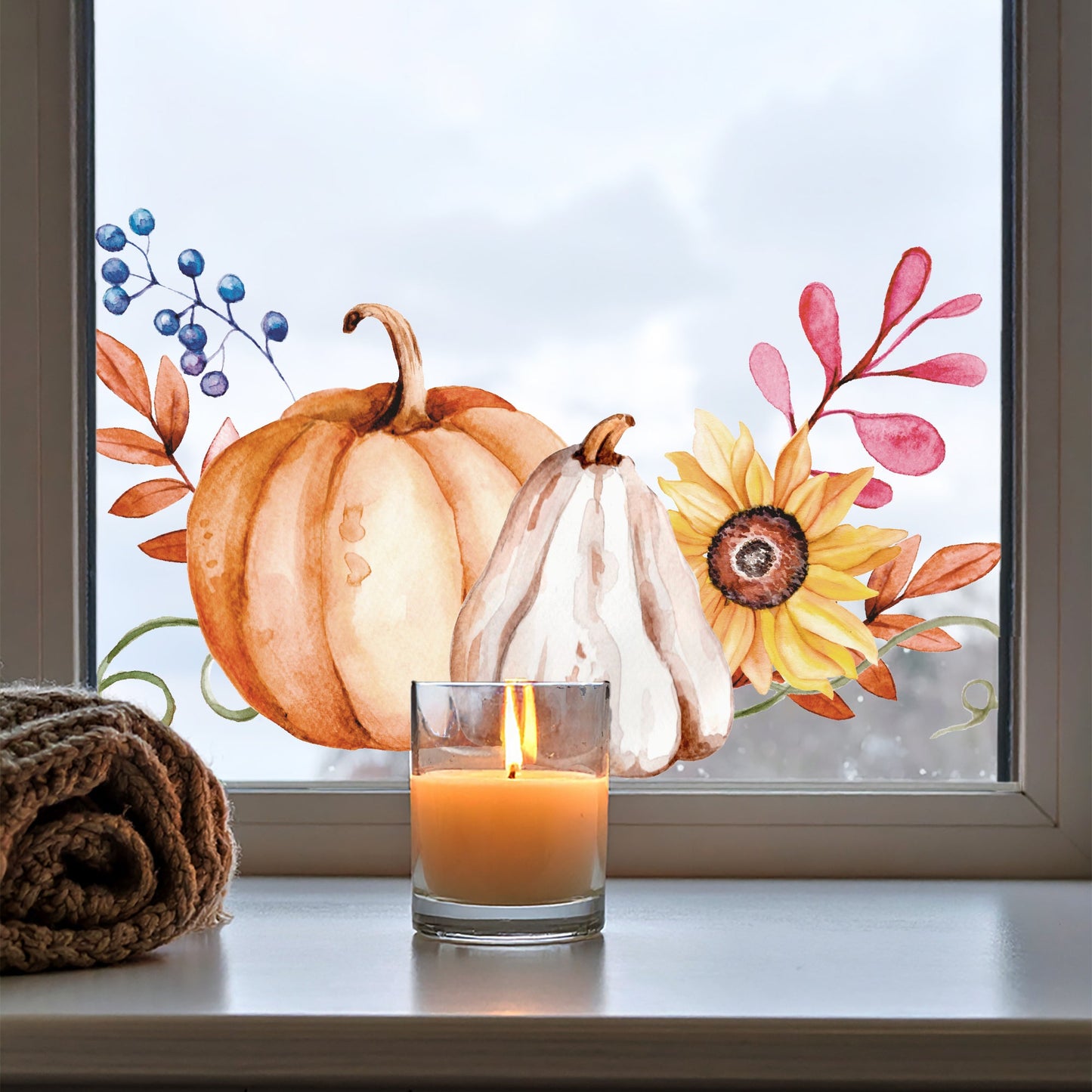 Pumpkin Sunflower Window Decal