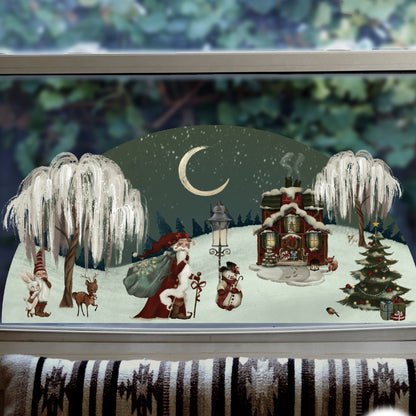 Father Christmas Winter Scene Window Decal