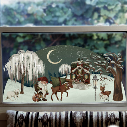 Christmas Gnome Winter Scene Window Decal