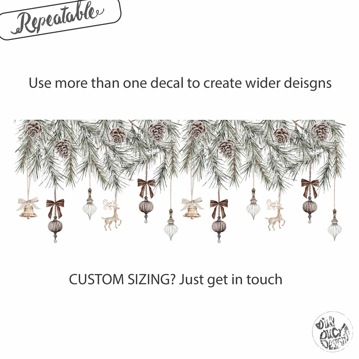 Christmas Baubles & Pine Window Decoration - Reusable Clings for Shop & Home Winter Decor