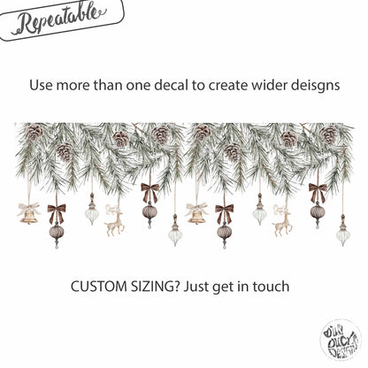 Christmas Baubles & Pine Window Decoration - Reusable Clings for Shop & Home Winter Decor