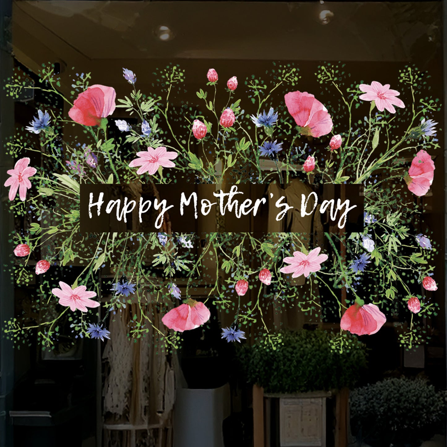 Watercolour Meadow Flowers Mother's Day Window Decal