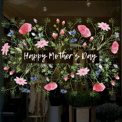 Watercolour Meadow Flowers Mother's Day Window Decal