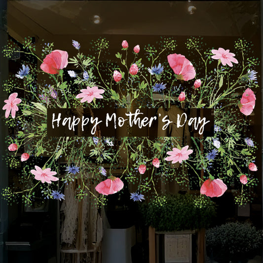 Watercolour Meadow Flowers Mother's Day Window Decal