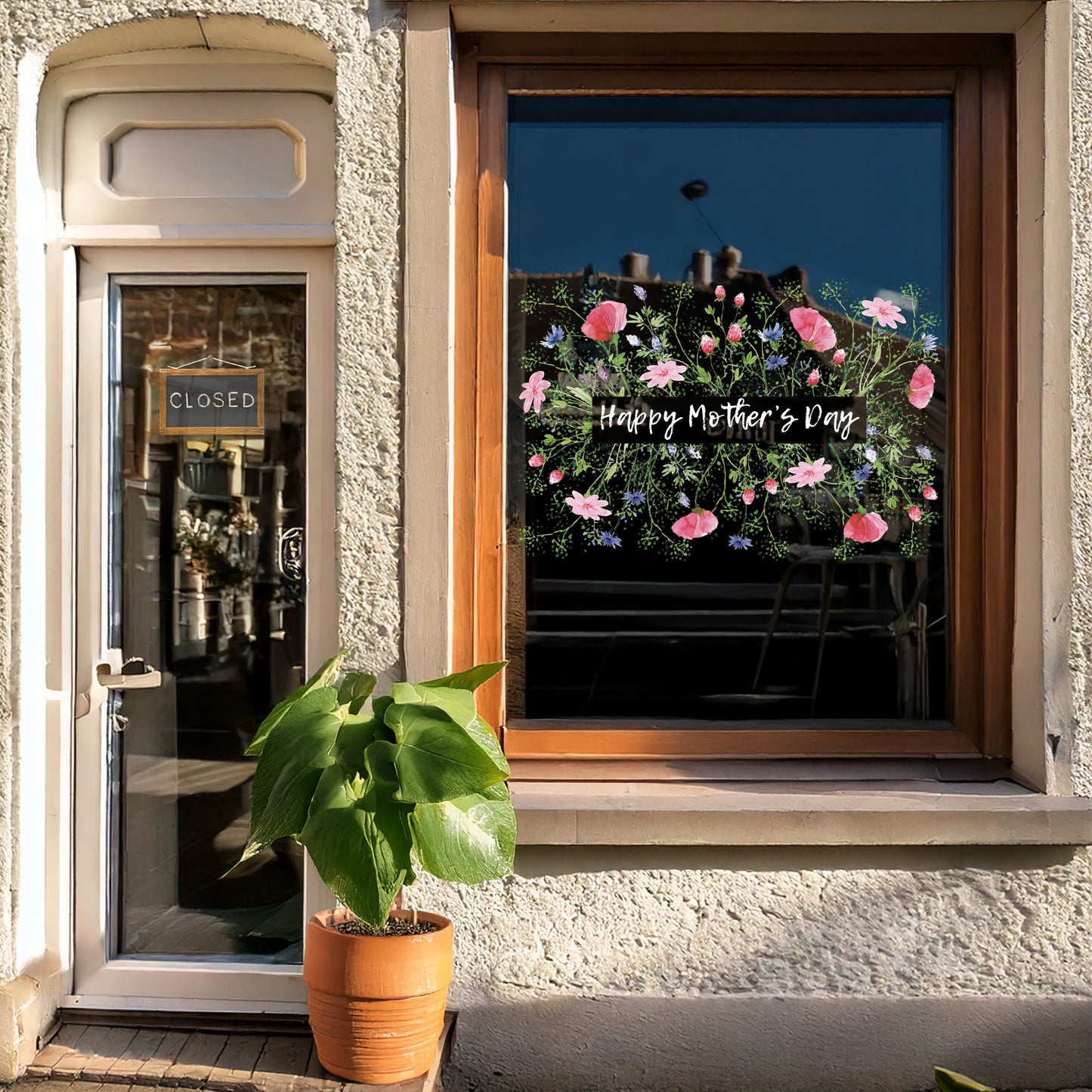 Watercolour Meadow Flowers Mother's Day Window Decal