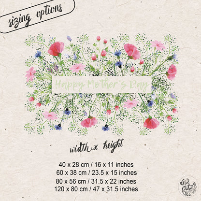 Watercolour Meadow Flowers Mother's Day Window Decal