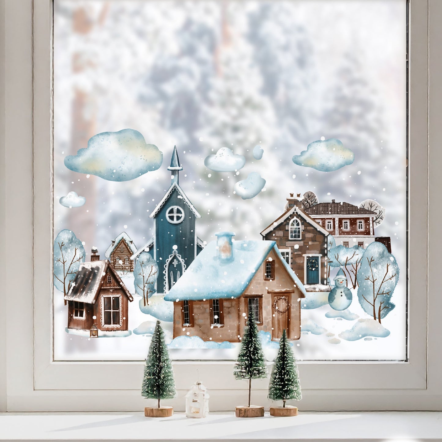 Winter Houses Window Decal