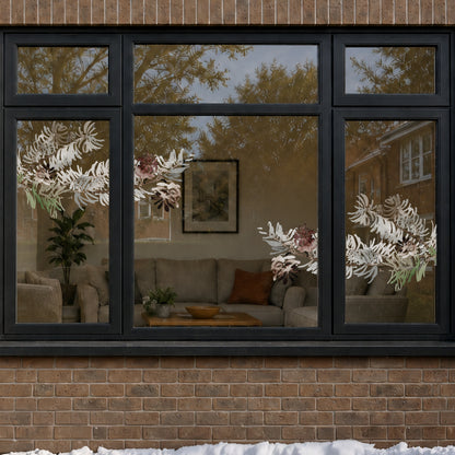 Winter Pine Branch Window Decoration - Reusable Clings for Christmas