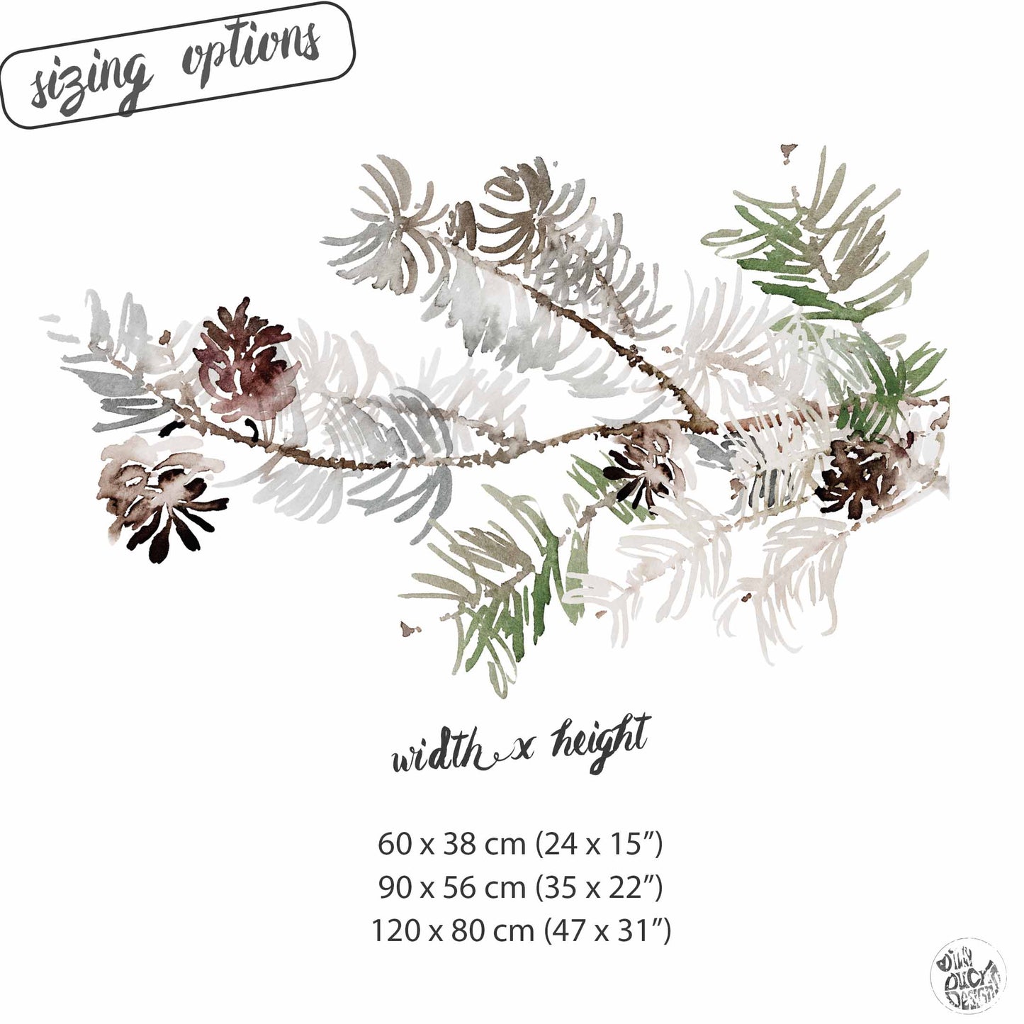 Winter Pine Branch Window Decoration - Reusable Clings for Christmas