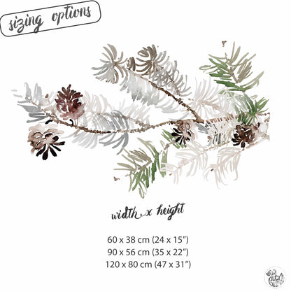 Winter Pine Branch Window Decoration - Reusable Clings for Christmas