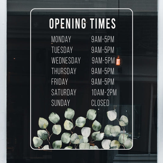 Shop Window Opening Times - Eucalyptus Rounded Box