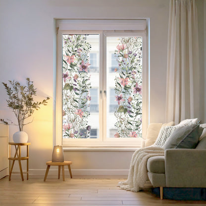 Pink Purple Summer Flowers Window Film Panel