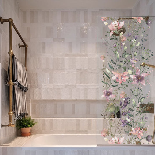 Pink Purple Summer Flowers Window Film Panel