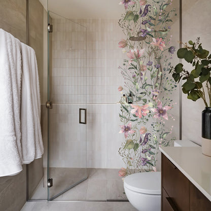 Pink Purple Summer Flowers Window Film Panel