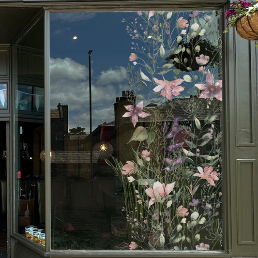 Summer Flowers Shop Window Decal Panel
