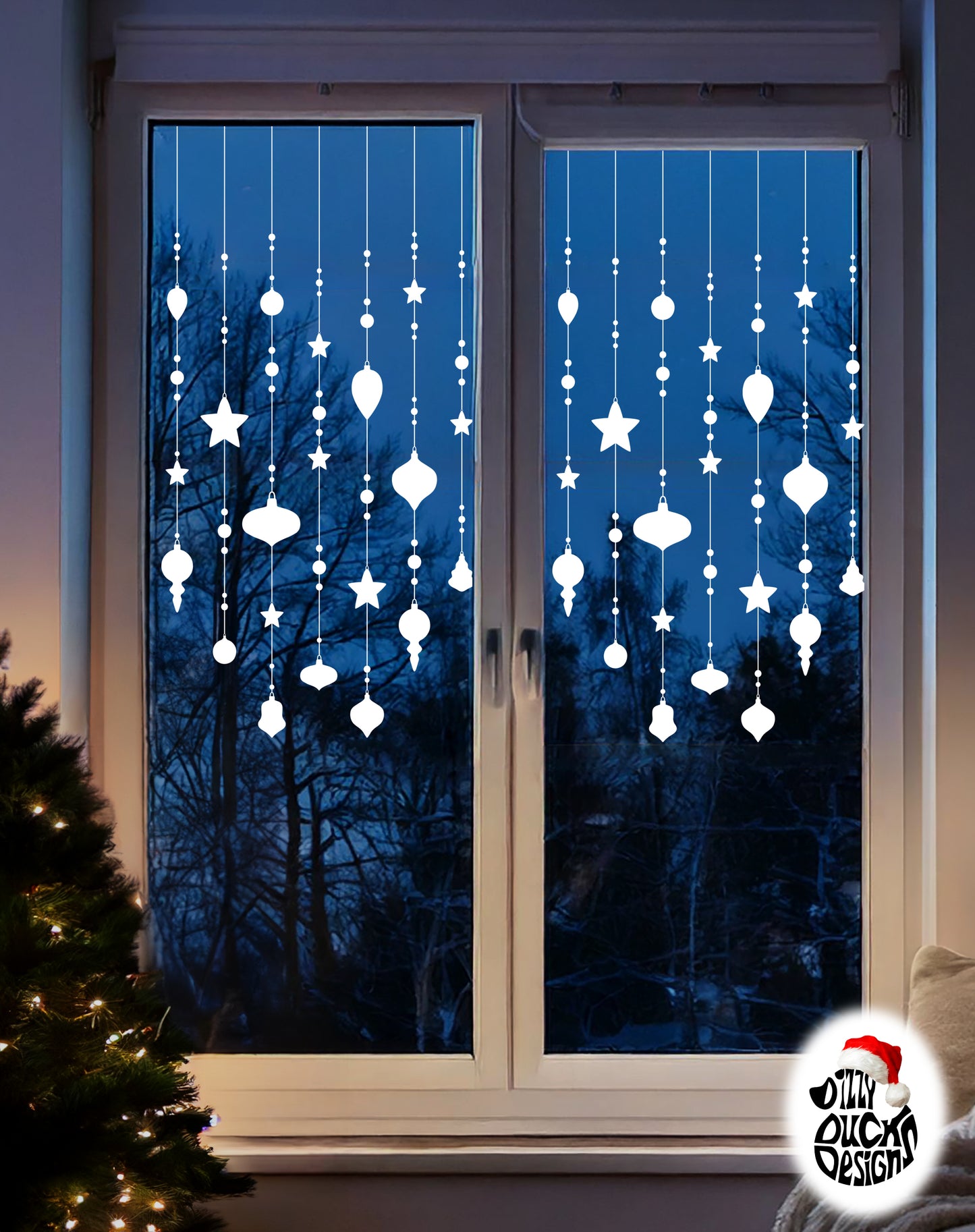Bauble Christmas Window Decal Panel