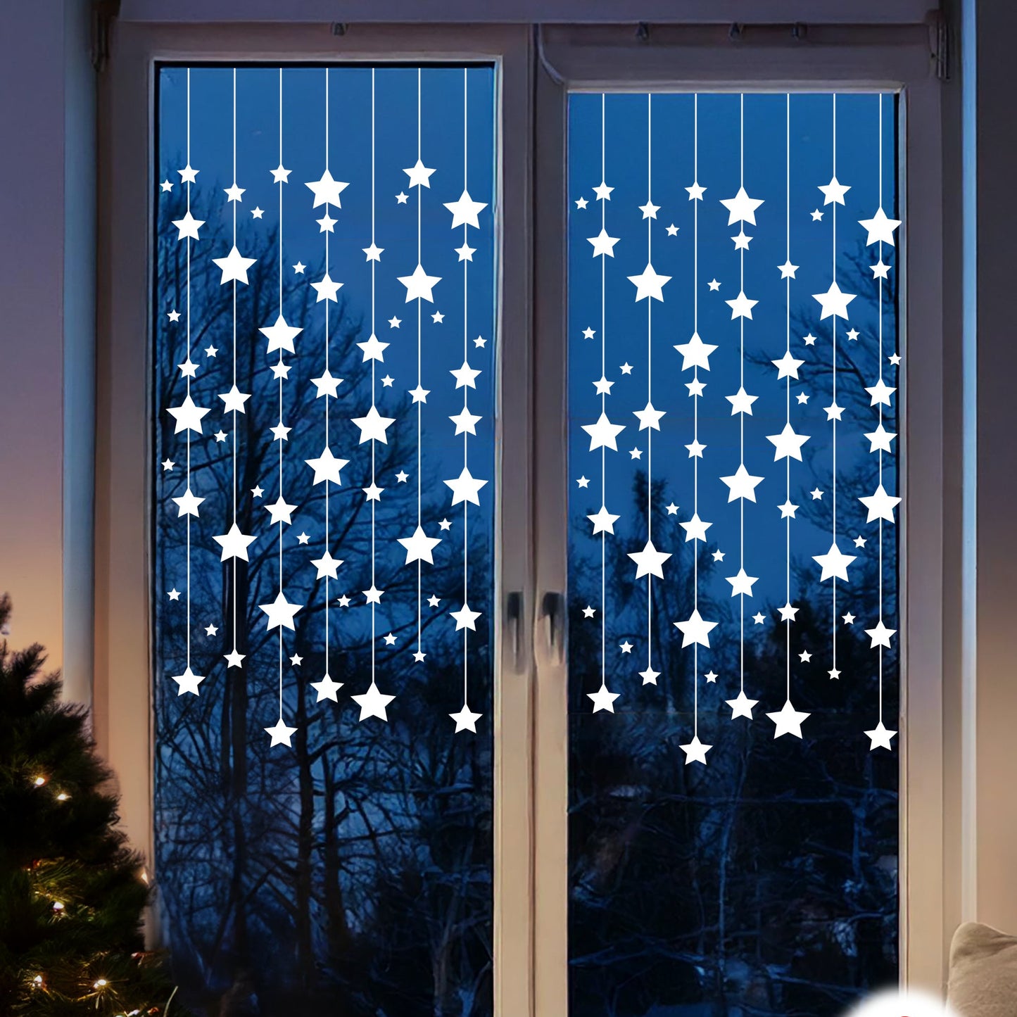 Star Bauble Christmas Window Decal Panel