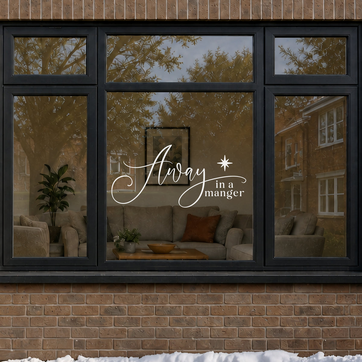Away In A Manger Christmas Reusable Nativity Quote Window Cling