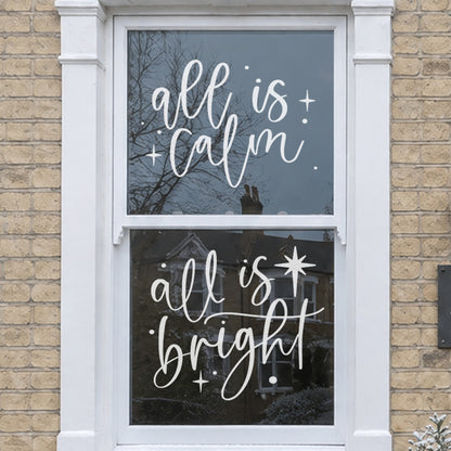 All Is Calm Reusable White Christmas Carol Quote Nativity Window Cling