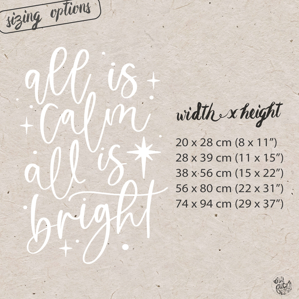 All Is Calm Reusable White Christmas Carol Quote Nativity Window Cling