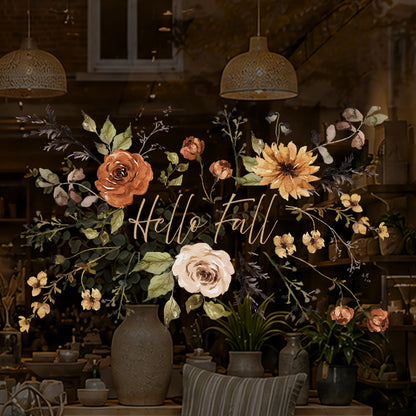 Custom Quote Text Earthy Flowers Window Cling - Autumn Decor