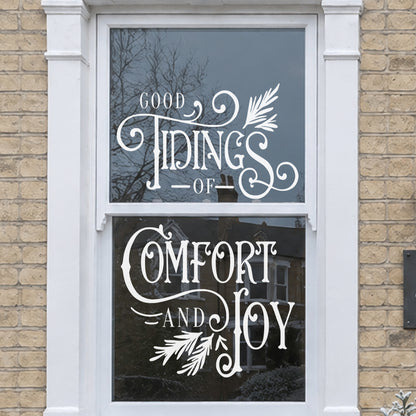 Good Tidings Reusable White Christmas Carol Quote Nativity Window Cling