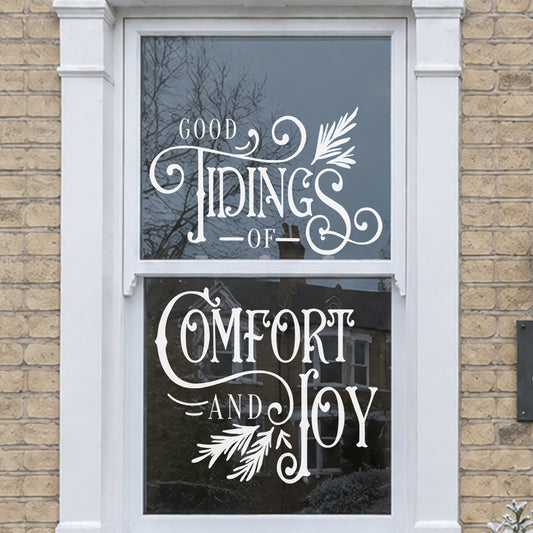 Good Tidings Reusable White Christmas Carol Quote Nativity Window Cling