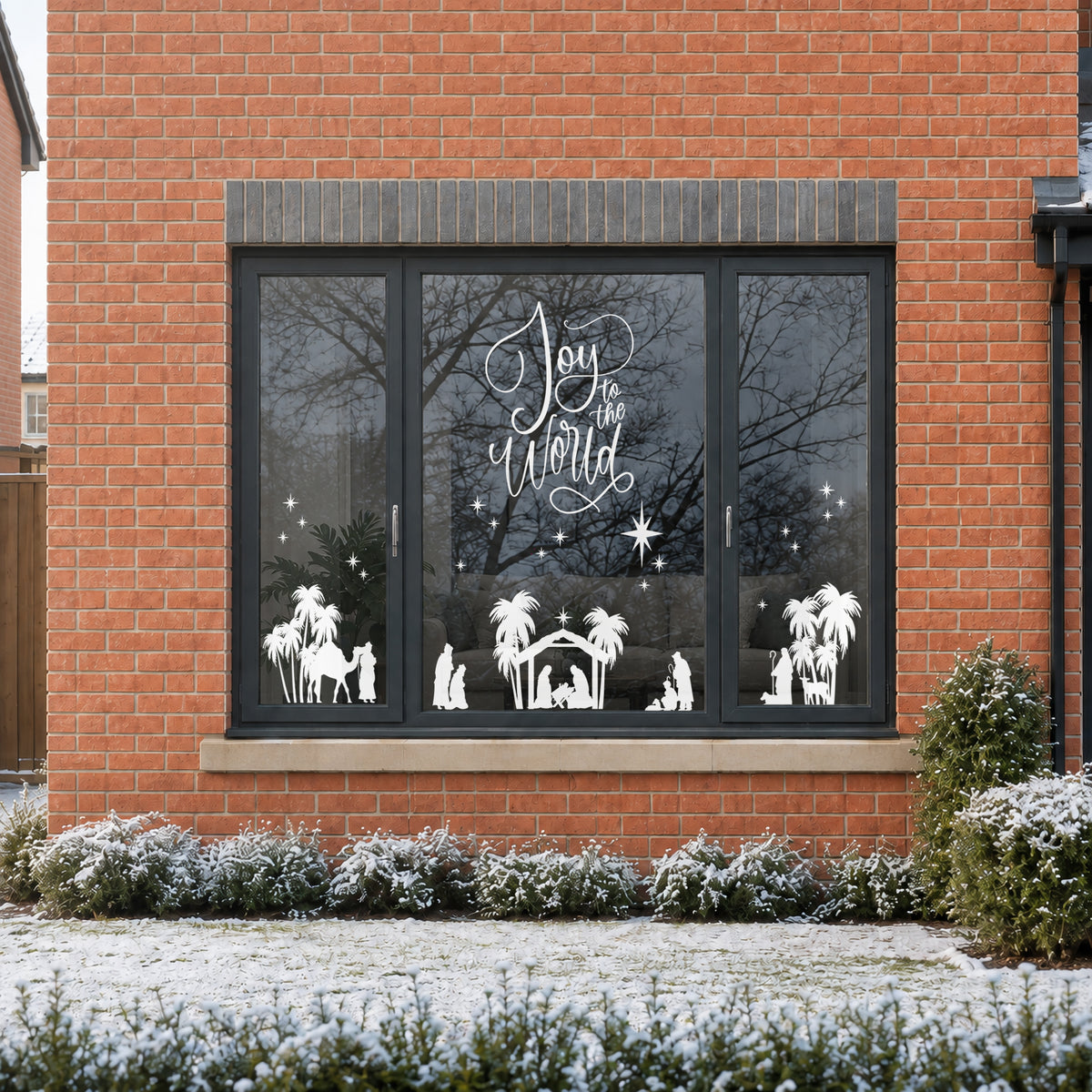 Joy To The World Reusable White Christmas Carol Quote Nativity Window Cling
