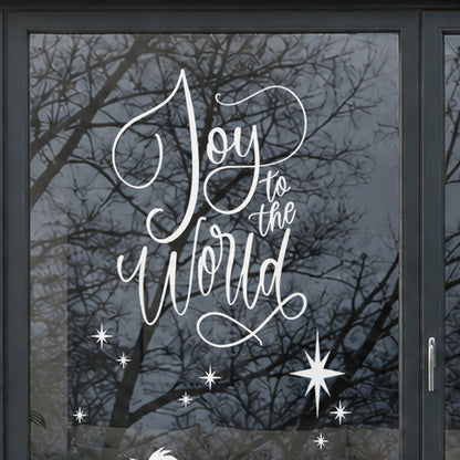 Joy To The World Reusable White Christmas Carol Quote Nativity Window Cling
