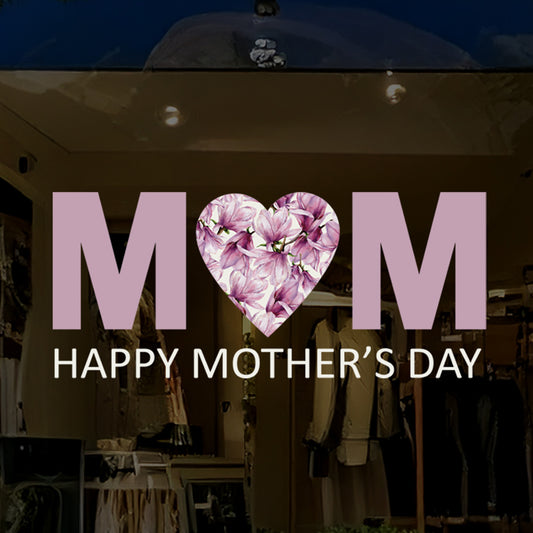 Happy Mother's Day Magnolia Flowers MOM Window Decal Quote