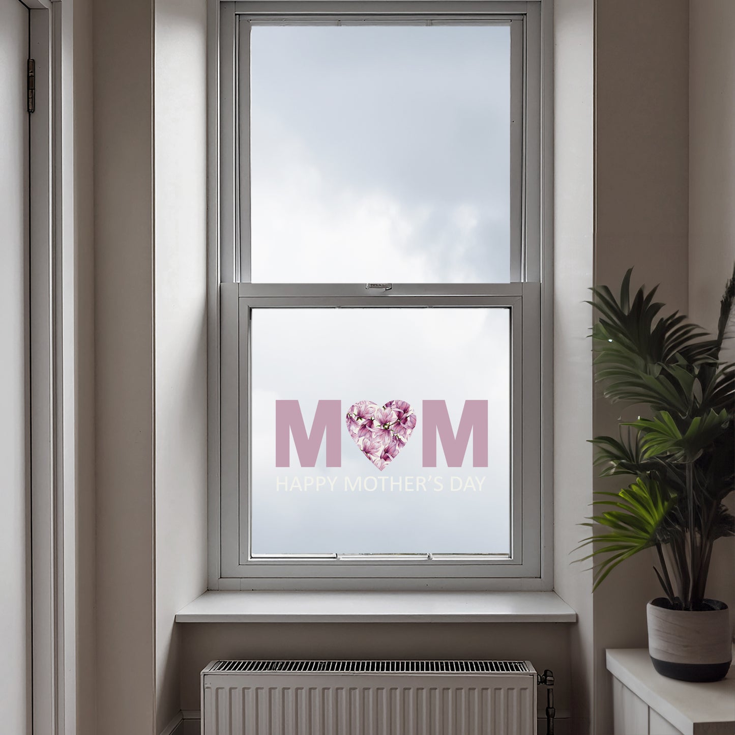 Happy Mother's Day Magnolia Flowers MOM Window Decal Quote