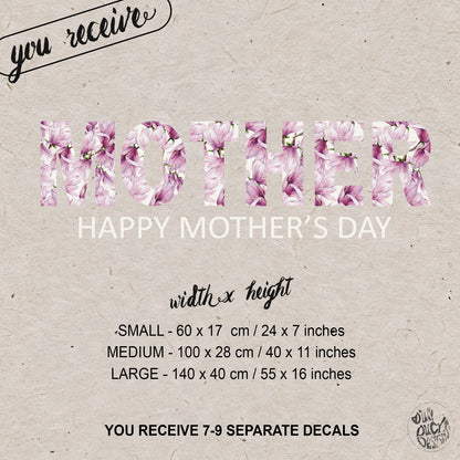Happy Mother's Day Magnolia Flowers Window Decal Quote